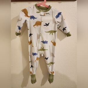 Carter's Dinosaur Print Footie - White, Blue, Green, Brown